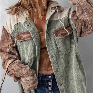 Large corduroy shacket